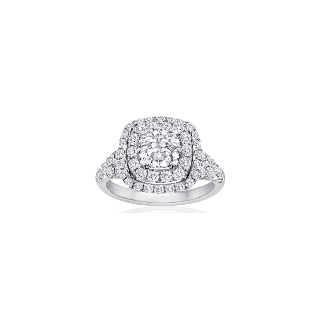 Platinum Round Diamond Double Halo Engagement Ring Fink's