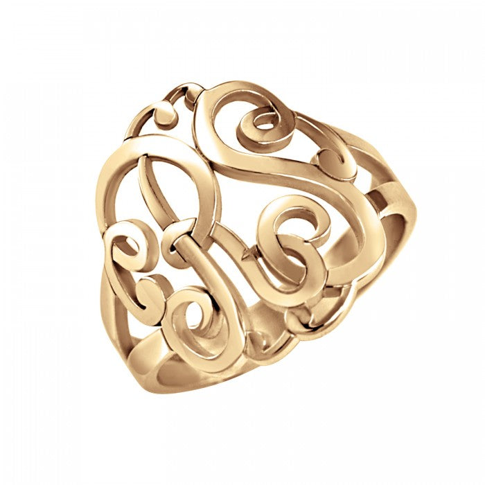 Large Cigar ring with engraved monogram initials - available in Sterling  Silver, 10k gold, 14k gold or 18K Gold