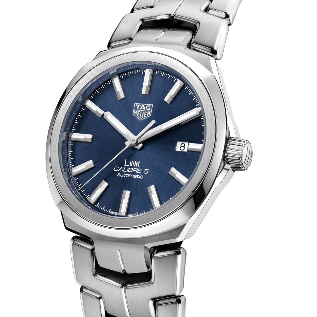 TAG Heuer Link Calibre Date Blue Sunray Dial Watch Fink s