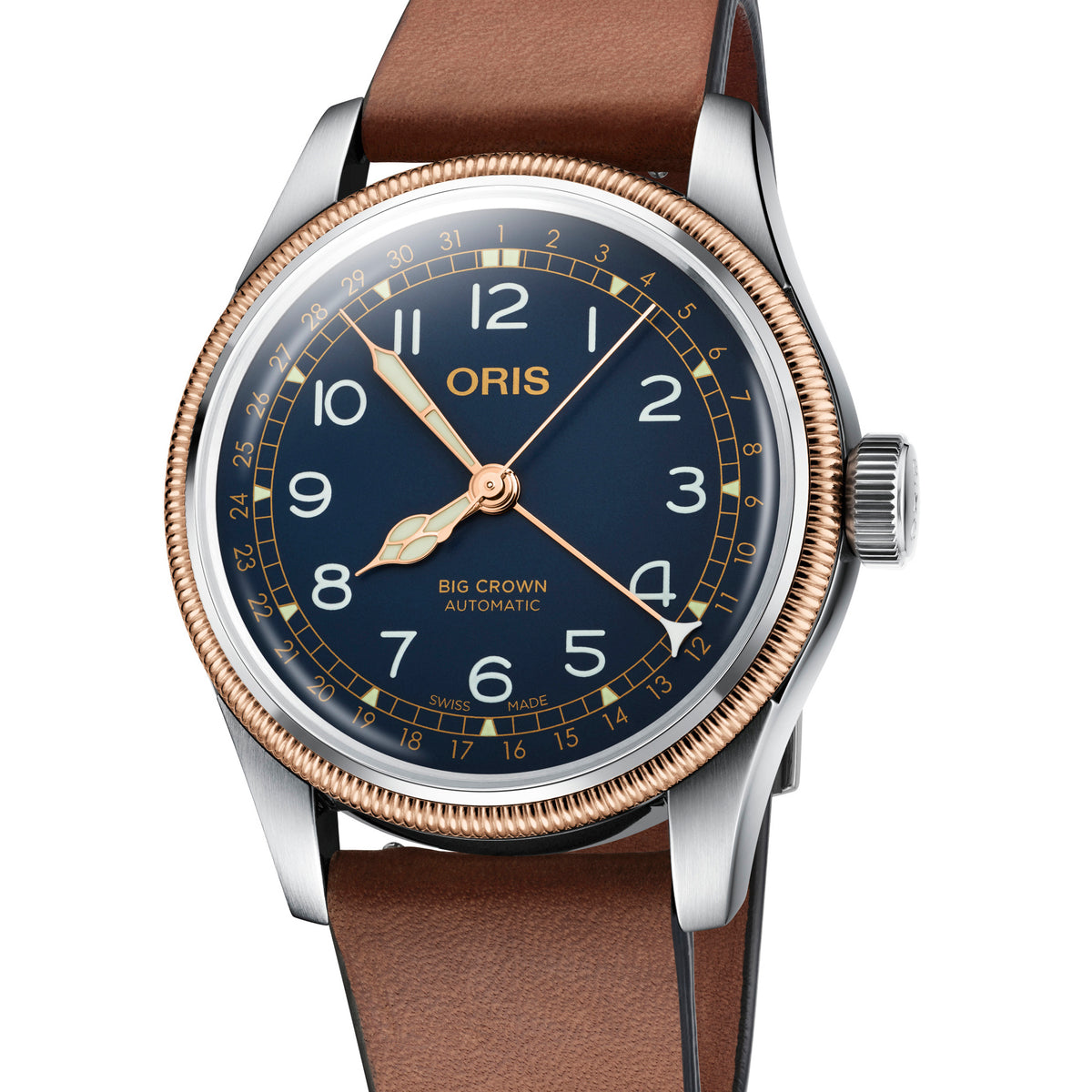 Big Crown Watch Blue Dial Leather Strap Oris Watch Fink s