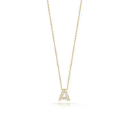 Yellow Gold Personalized Initial Necklace with Diamond Letter Pendant