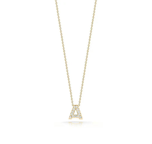 Yellow Gold Personalized Initial Necklace with Diamond Letter Pendant