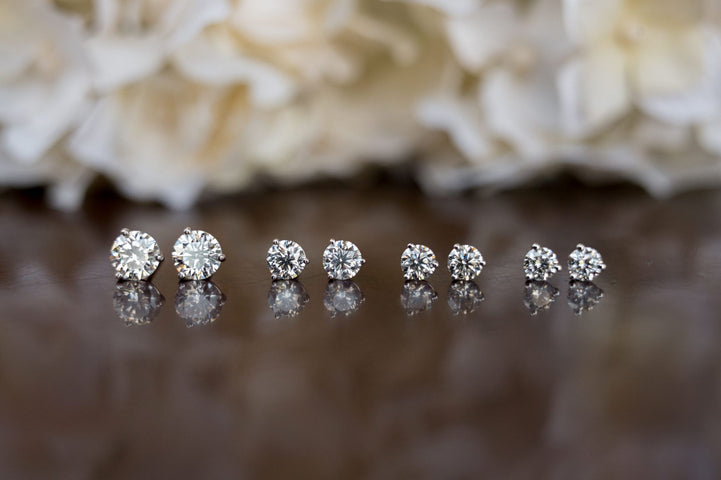 0.54 Cts Round Brilliant Cut Diamonds Pressure Setting Stud Earrings In 14K  Gold | eBay