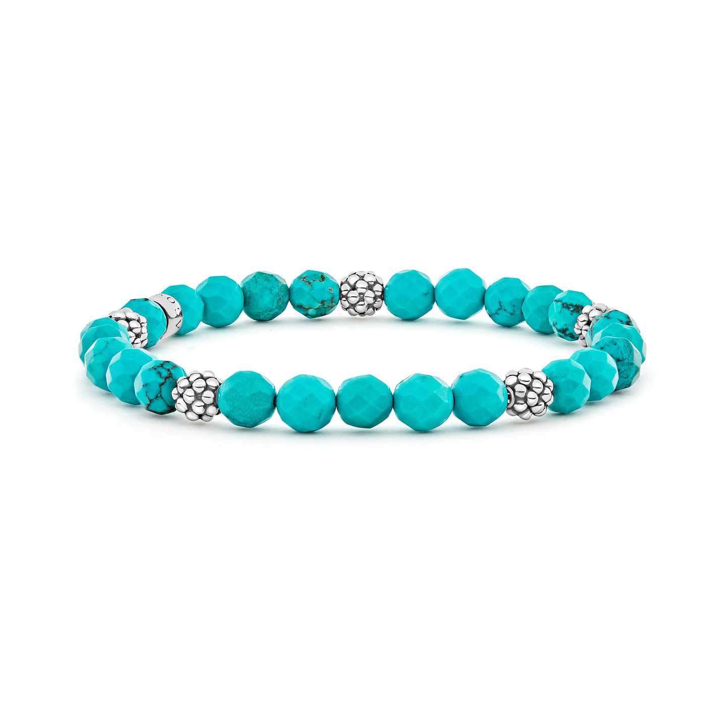 LAGOS Signature Caviar Five Station Silver Turquoise Bead Bracelet