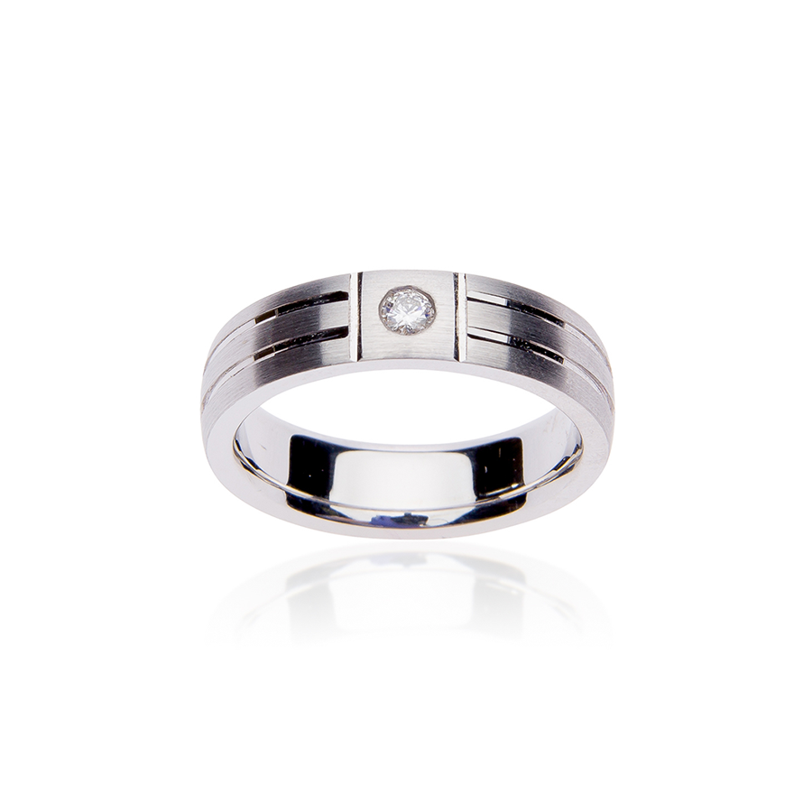 Fink's Men's 14K White Gold Textured Wedding Band