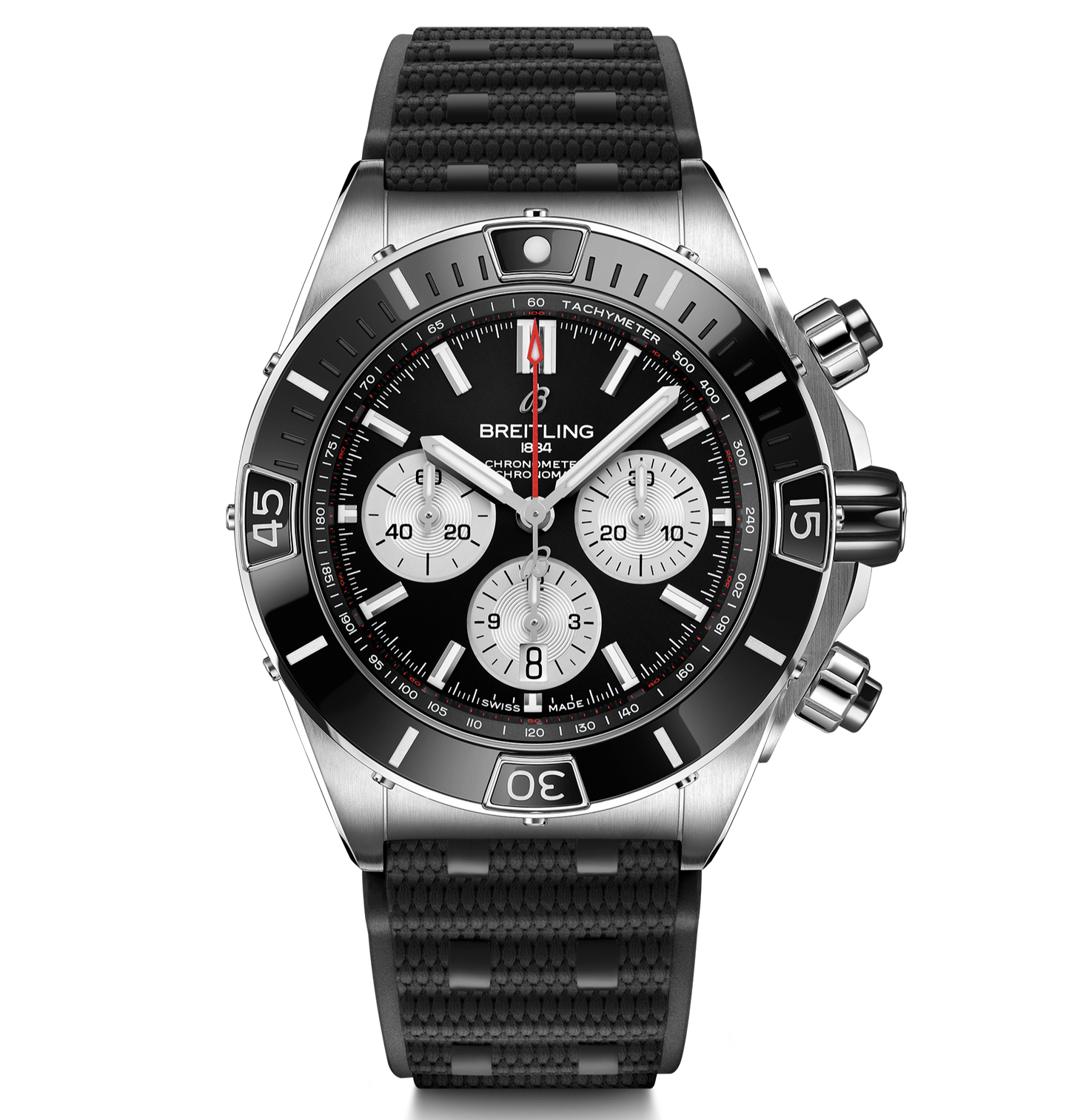 Breitling Super Chronomat B01 44 Black Rubber Strap