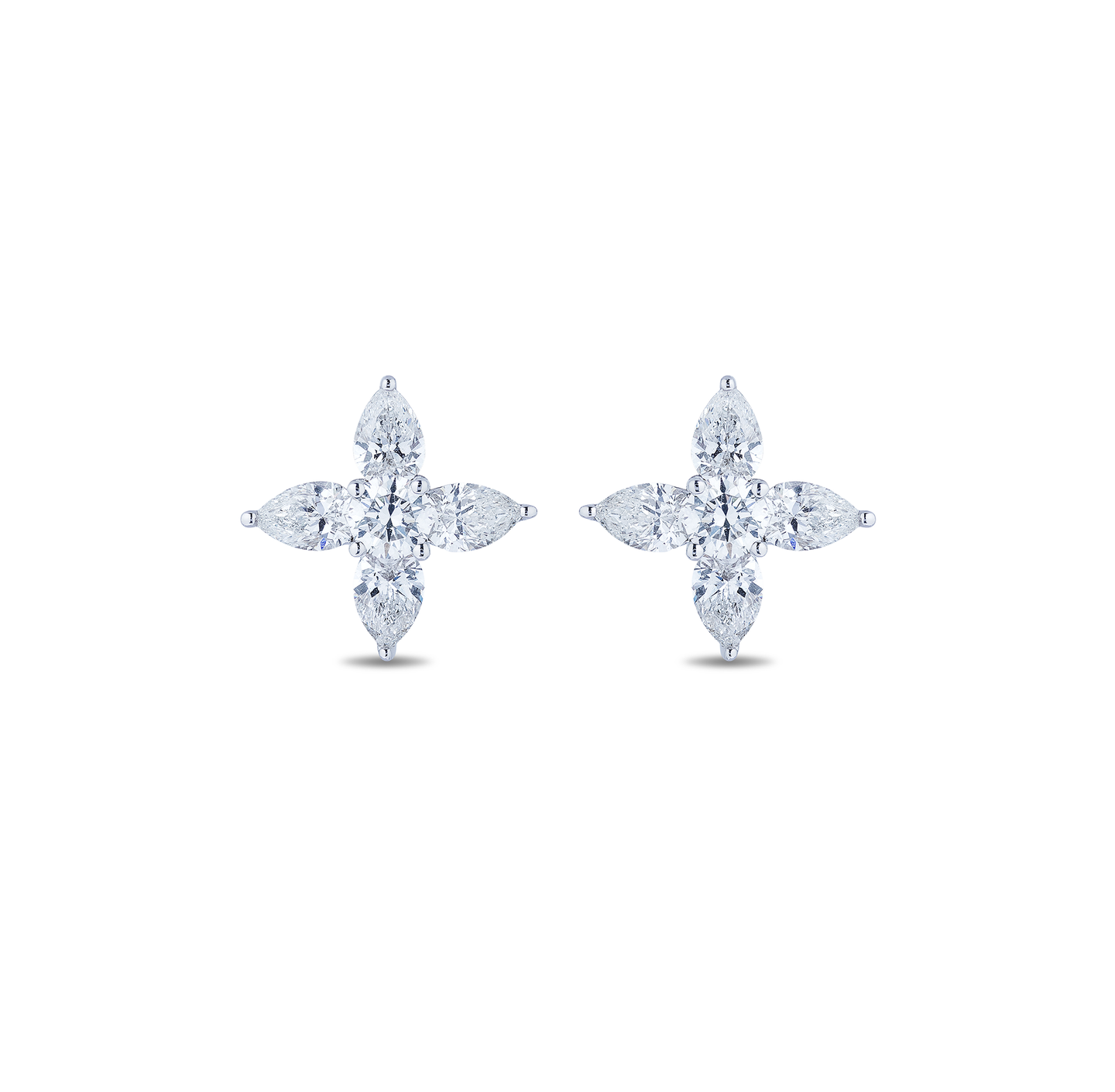 18K White Gold Star Diamond Stud Earrings