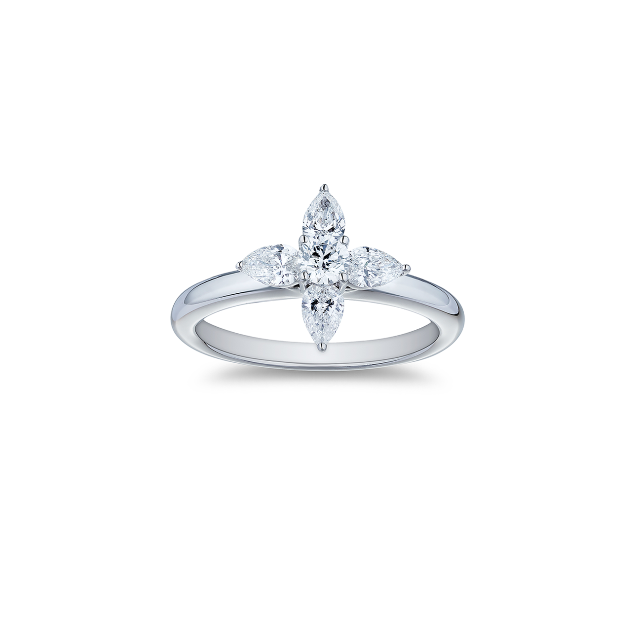 18K White Gold Star Diamond Ring