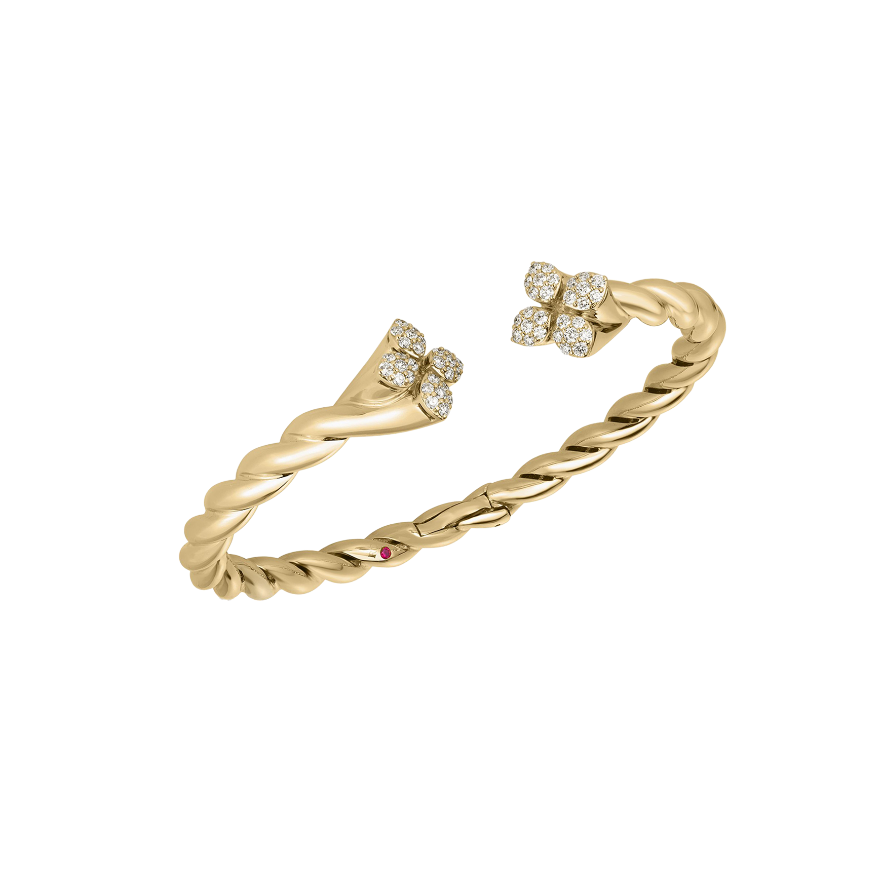 Roberto Coin Love in Verona Yellow Gold Twist Bangle with Diamonds