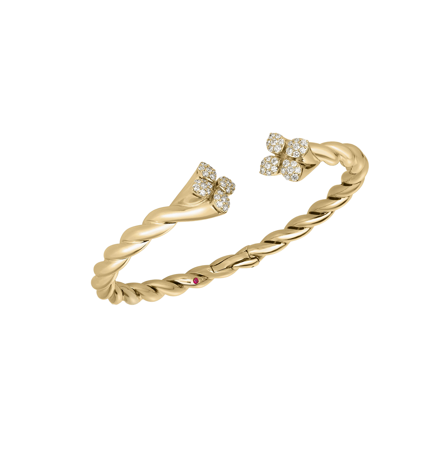 Roberto Coin Love in Verona Yellow Gold Twist Bangle with Diamonds