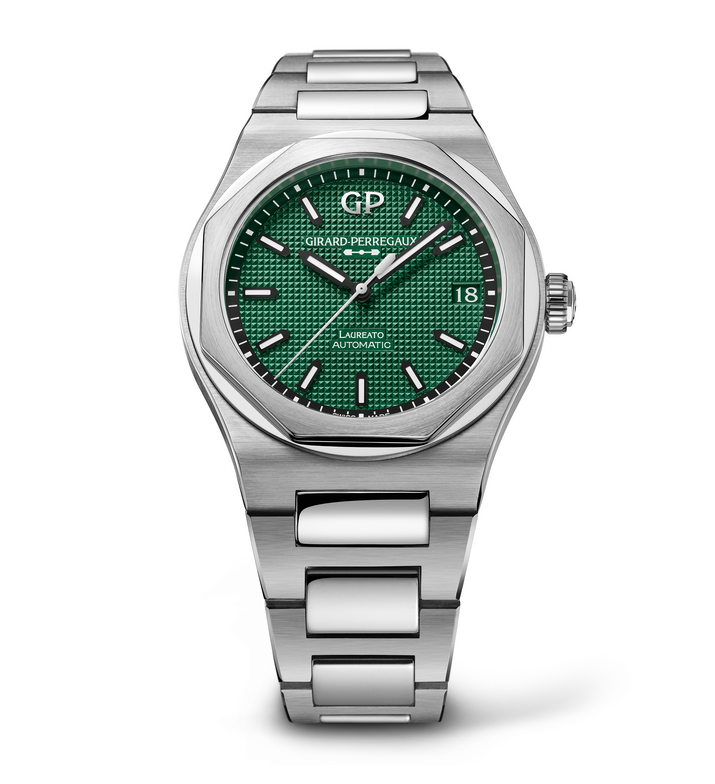 Stainless Steel Girard-Perregaux Laureato 42mm Watch with Green Dial