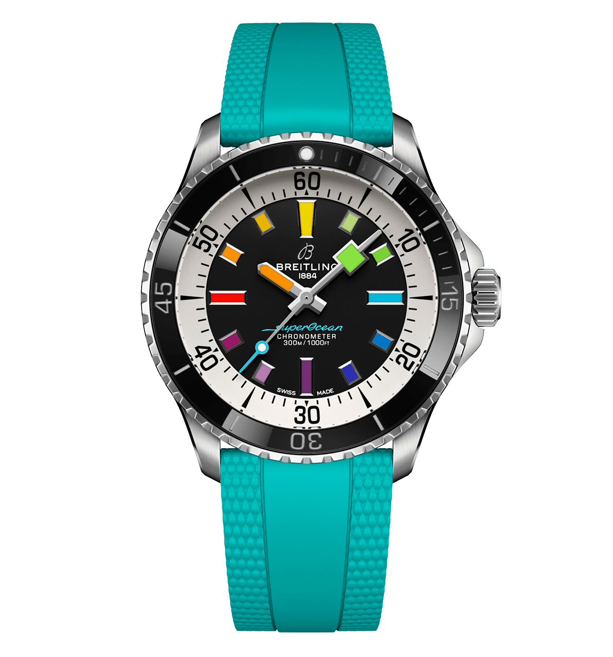 Breitling Superocean Automatic 42 Watch with Aquamarine Rubber Strap