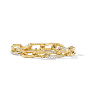 DY Madison Chain Bracelet in 18K Yellow Gold with Diamonds, Size Medium