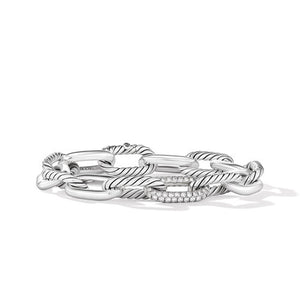 DY Madison Chain Bracelet in Sterling Silver with Diamonds, Size Medium