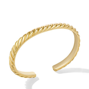 Sculpted Cable Cuff Bracelet in 18K Yellow Gold, Size Large