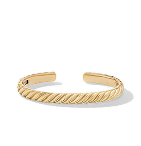 Sculpted Cable Cuff Bracelet in 18K Yellow Gold, Size Large