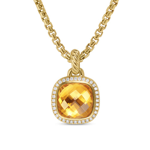 Albion Pendant in 18K Yellow Gold with Citrine and Diamonds, 11mm