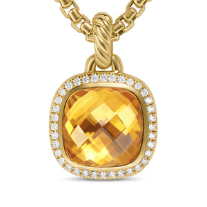 Albion Pendant in 18K Yellow Gold with Citrine and Diamonds, 11mm