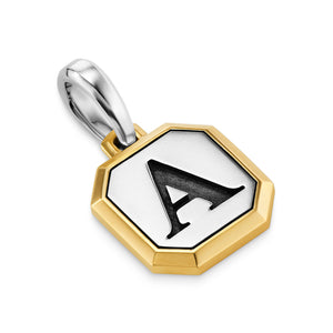 A Initial Amulet in Sterling Silver with 14K Yellow Gold, 17mm