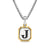 J Initial Amulet in Sterling Silver with 14K Yellow Gold, 17mm