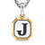 J Initial Amulet in Sterling Silver with 14K Yellow Gold, 17mm