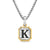 K Initial Amulet in Sterling Silver with 14K Yellow Gold, 17mm