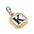 K Initial Amulet in Sterling Silver with 14K Yellow Gold, 17mm