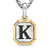 K Initial Amulet in Sterling Silver with 14K Yellow Gold, 17mm