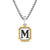 M Initial Amulet in Sterling Silver with 14K Yellow Gold, 17mm