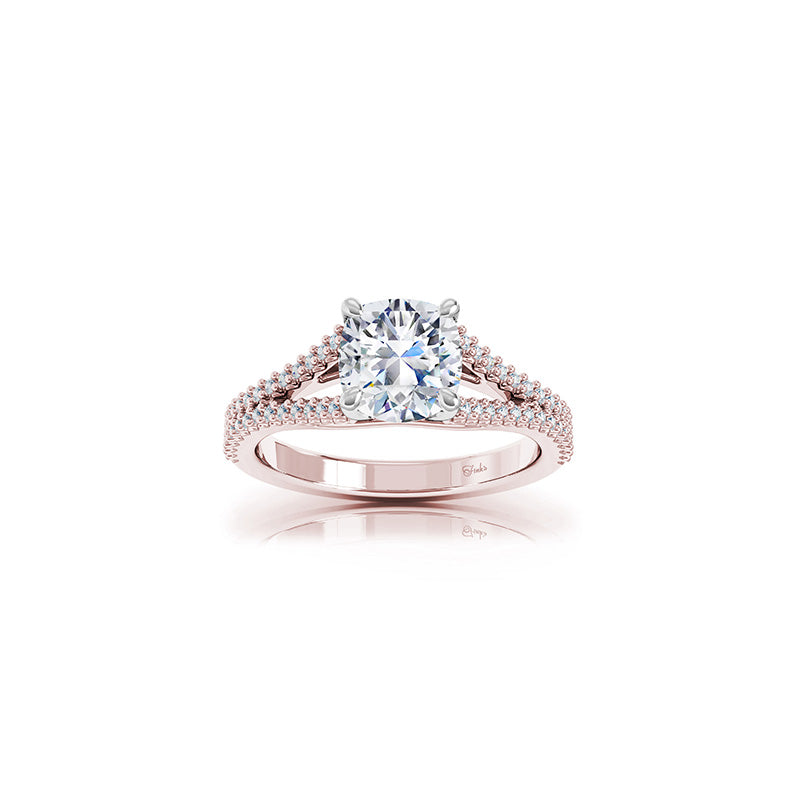 The Studio Collection Cushion Center Diamond and Split Diamond Shank Engagement Ring