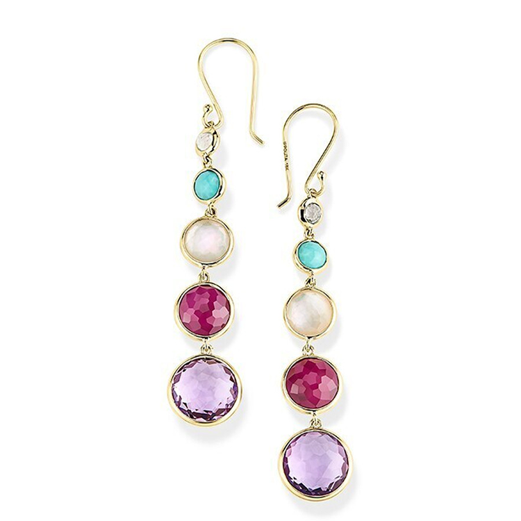 IPPOLITA Lollipop 18K Yellow Gold Long Lollitini Earrings in Warm Multi Colors