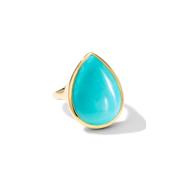 IPPOLITA Polished Rock Candy 18K Yellow Gold Medium Turquoise Teardrop Ring