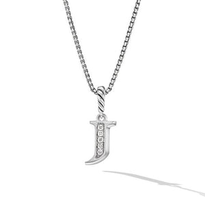 Pavé Initial Pendant Necklace in Sterling Silver with Diamonds