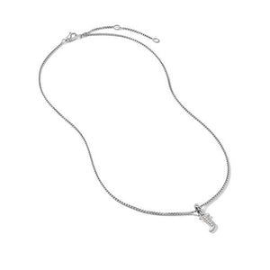 Pavé Initial Pendant Necklace in Sterling Silver with Diamonds