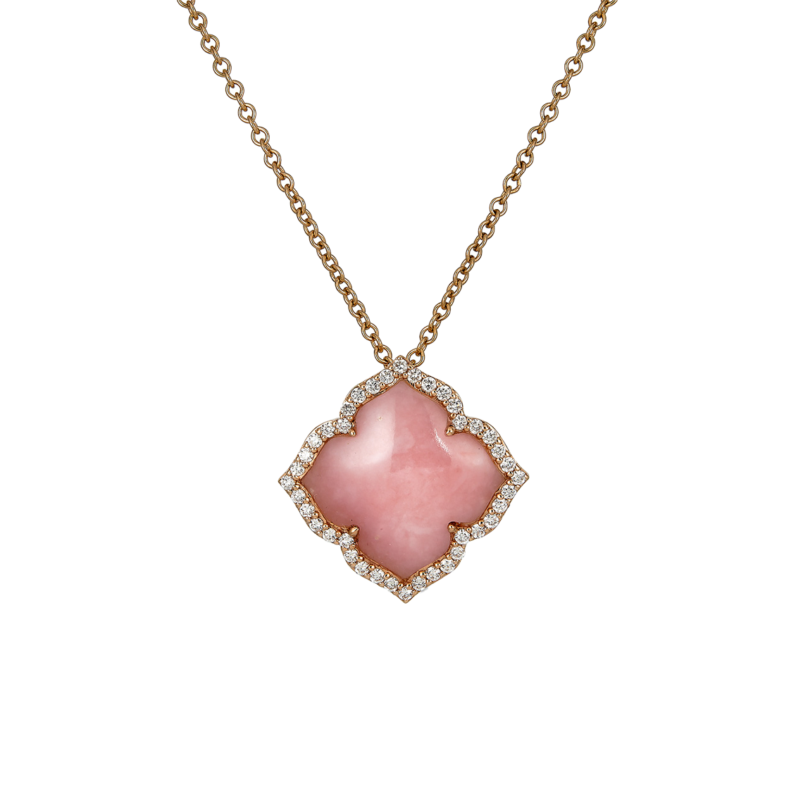 Sabel Collection Rose Gold Pink Opal Flower Necklace