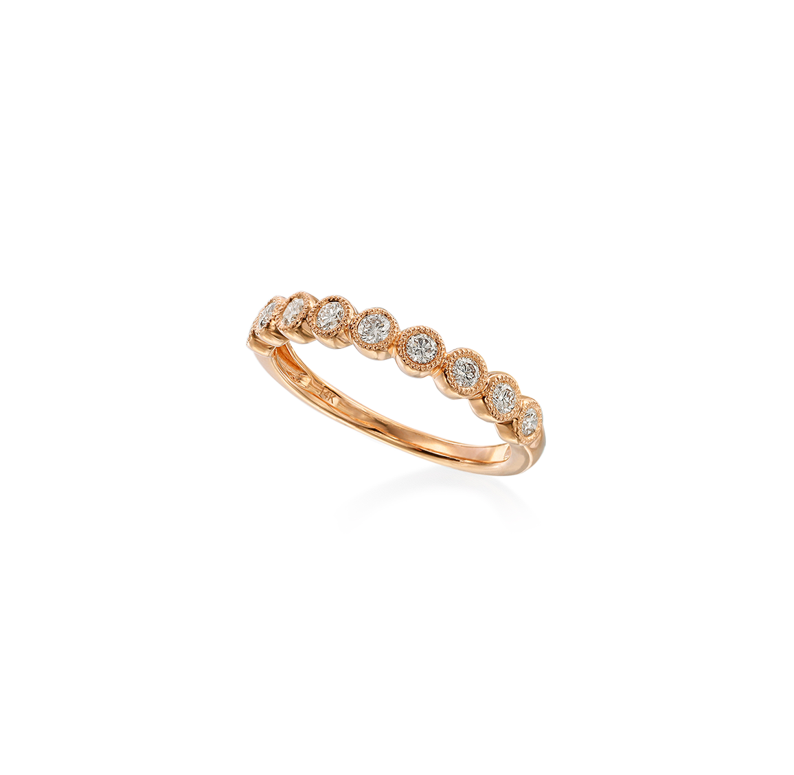 Sabel Collection 14K Rose Gold Bezel Set Milgrain Diamond Ring