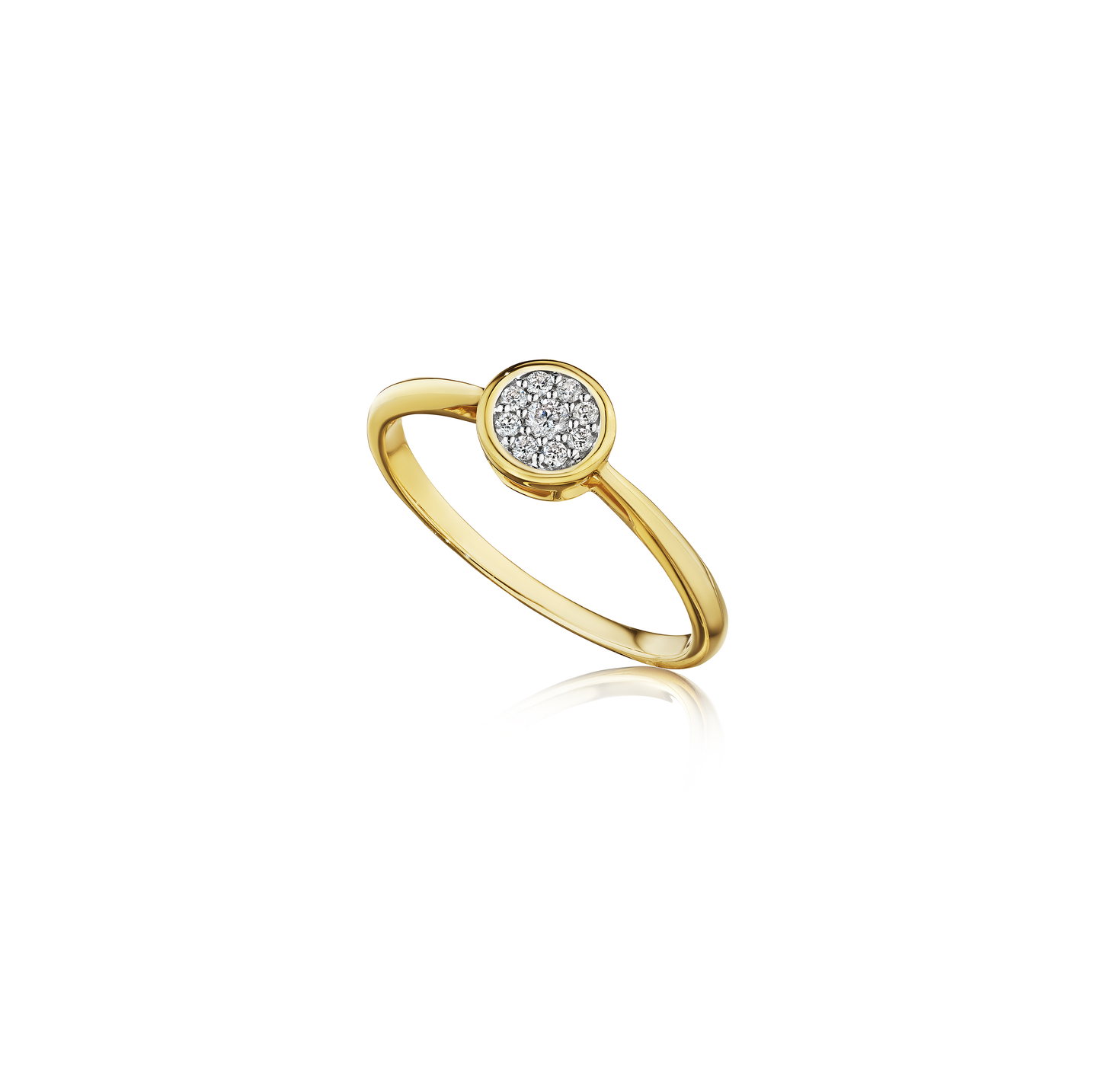 Sabel Collection Yellow Gold Round Diamond Bezel Set Ring