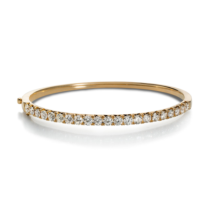 Yellow Gold Round Diamond Bangle