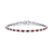 18K White Gold Diamond Tennis Bracelet with Rubies