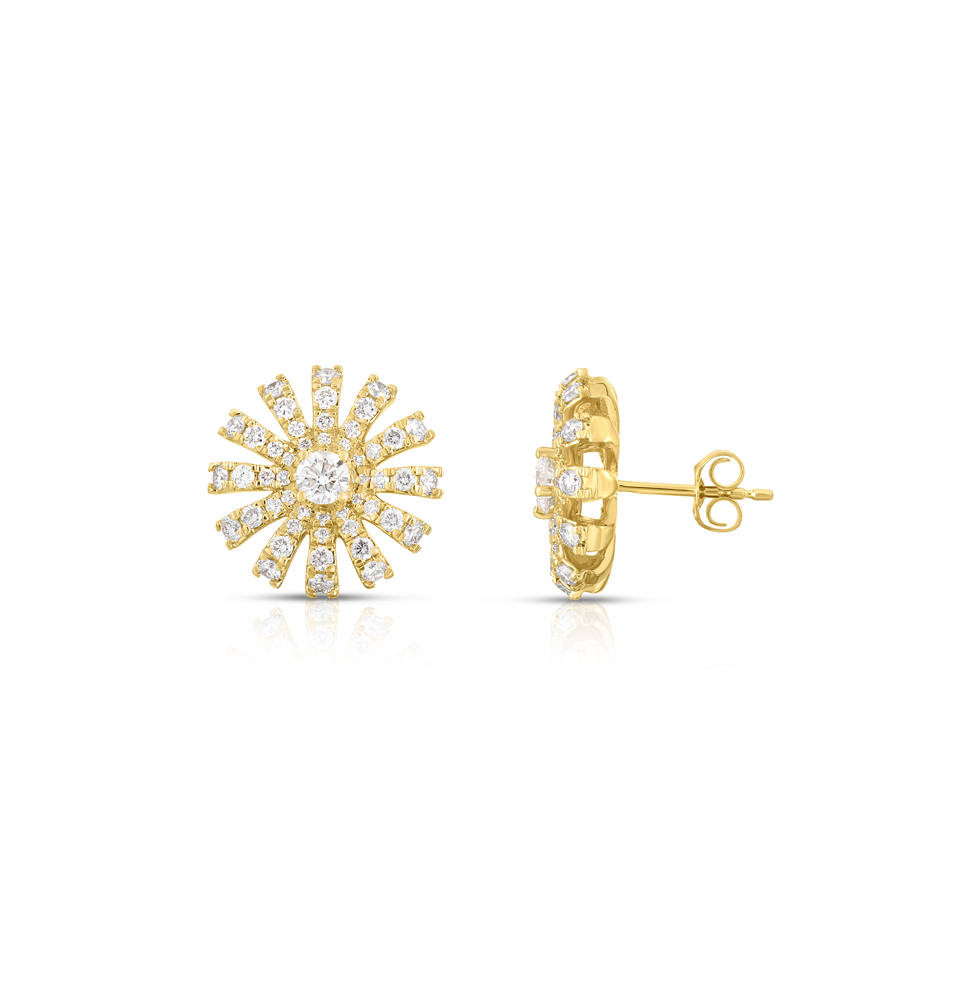 Sabel Collection Yellow Gold Diamond Burst Stud Earrings
