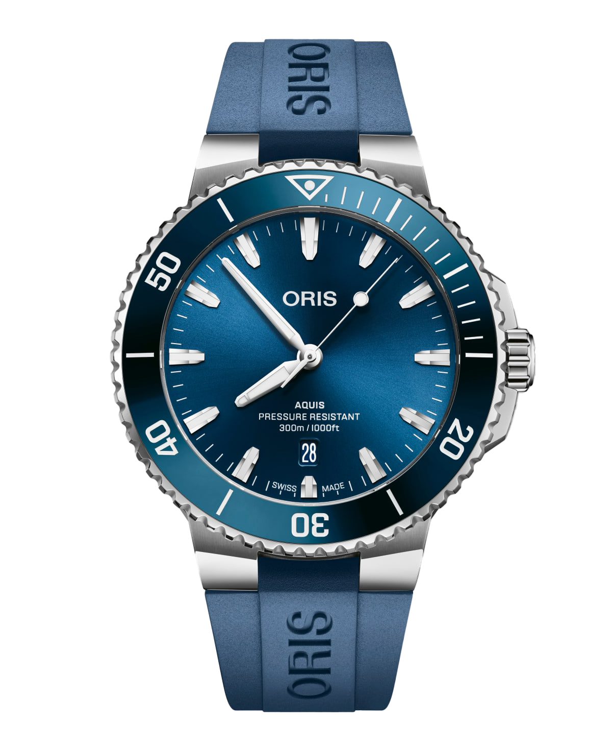 Oris Aquis Date Watch with Blue Rubber Strap, 43.50mm