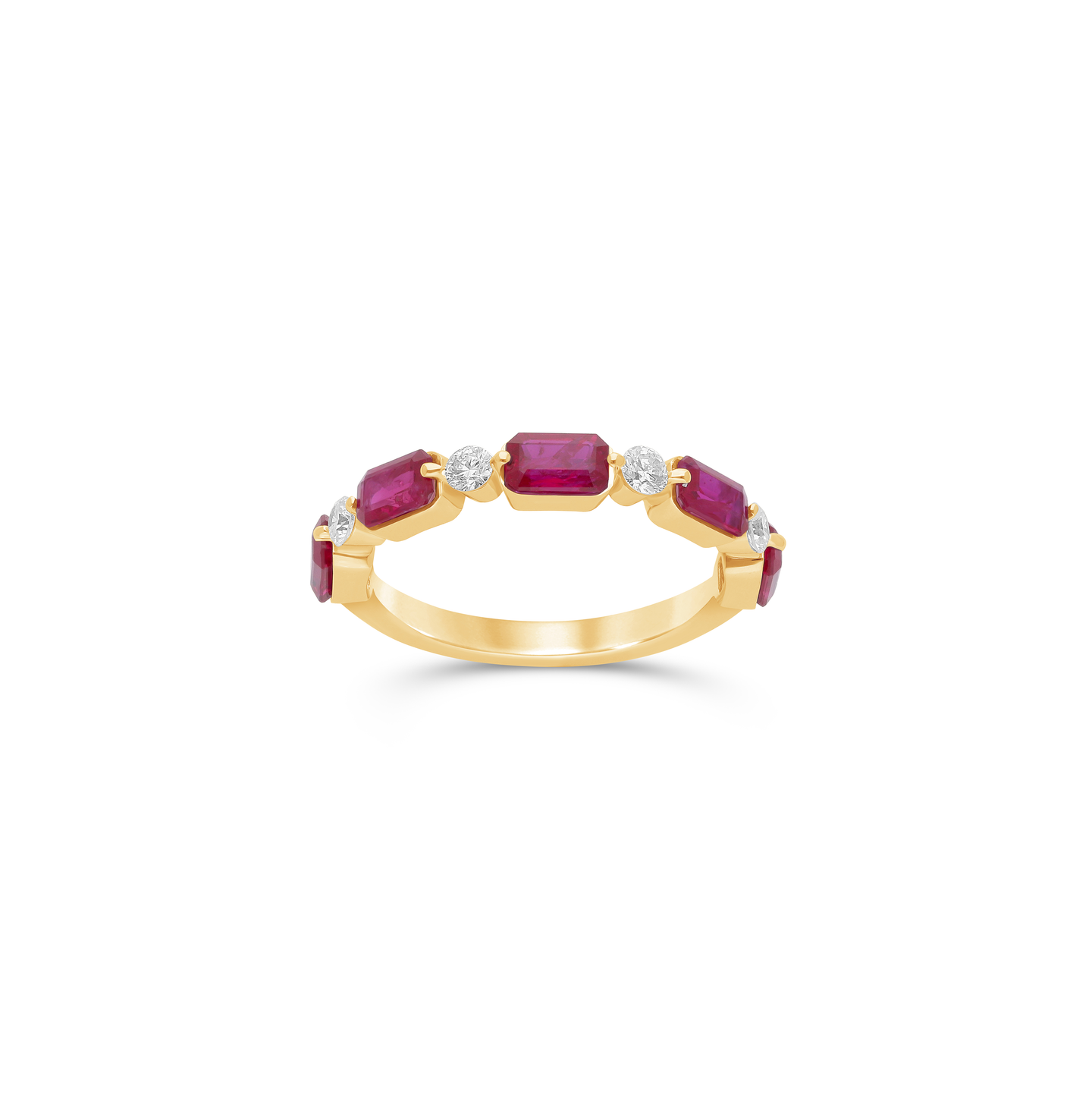 Sabel Collection Yellow Gold Octagon Ruby and Diamond Ring