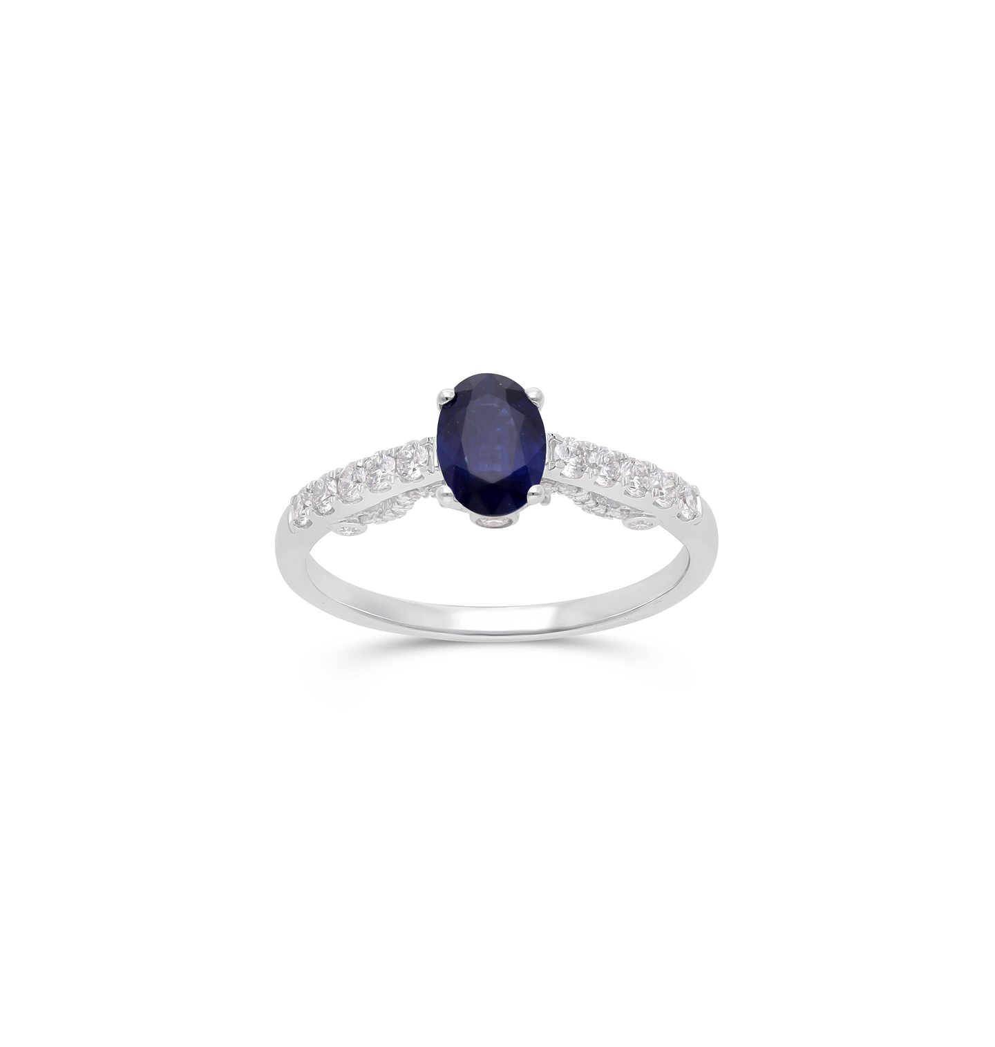 Sabel Collection White Gold Oval Sapphire and Diamond Ring