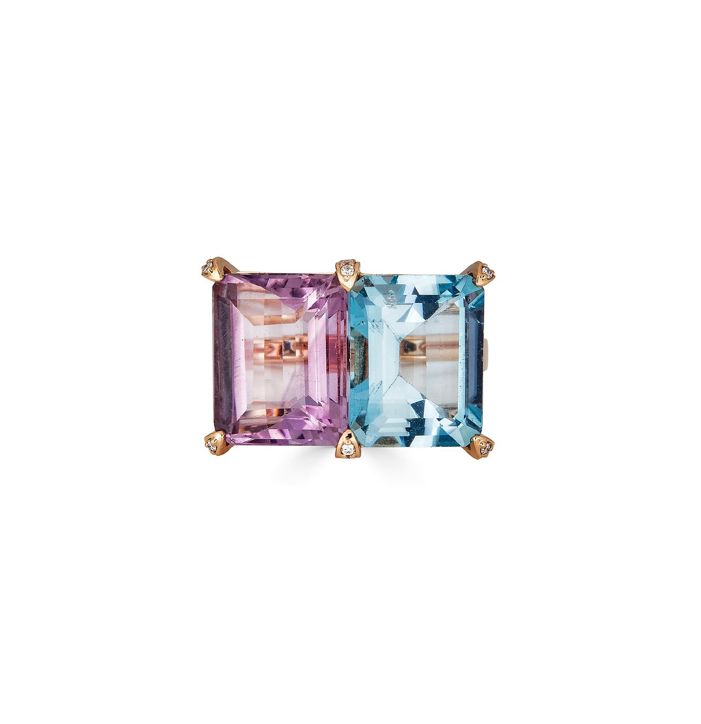 Sabel Collection Yellow Gold Blue Topaz and Amethyst Cocktail Ring