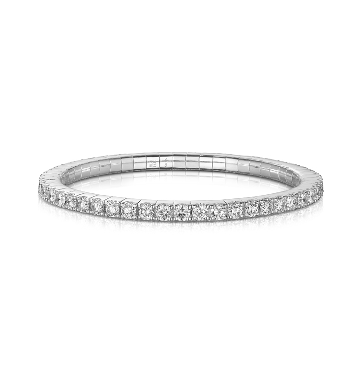 Sabel Collection White Gold Diamond Stretch Bangle