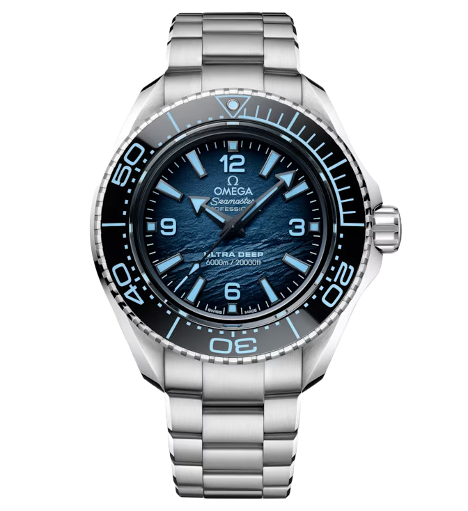 OMEGA Seamaster Planet Ocean 600m 45.5mm Men's Watch with Summer Blue Wave Dial