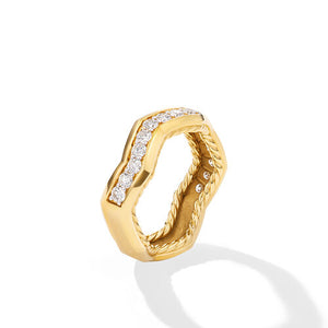 Zig Zag Stax Ring in 18K Yellow Gold with Diamonds, Size 7