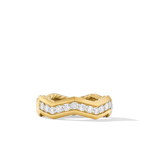 Zig Zag Stax Ring in 18K Yellow Gold with Diamonds, Size 7