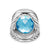 Albion Oval Ring in Sterling Silver with Blue Topaz and Diamonds, 21mm