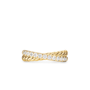 Crossover Two Row Ring in 18K Yellow Gold with Diamonds, 5mm, Size 6